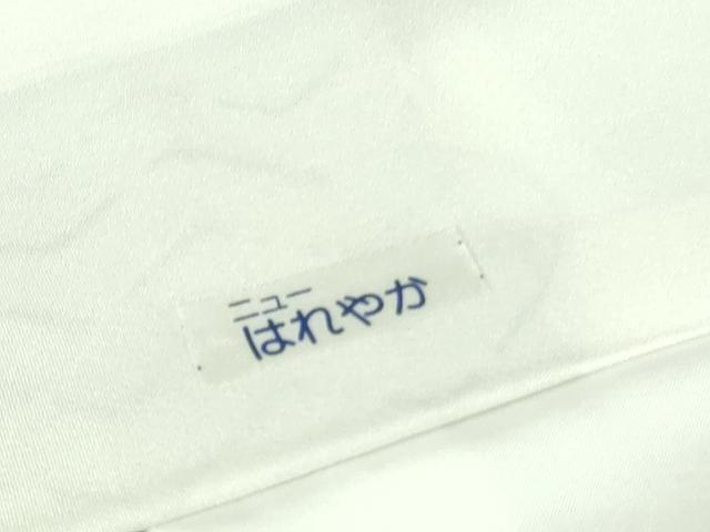 平和屋着物●極上　京都・西陣　織元ブランド　泰流舎　お召　よろけ縞　灰黄緑色地　反端付き　逸品　未使用　DZAB3850kh6_9