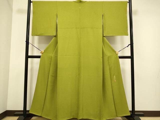 平和屋着物●極上　本草木染作家　瑞寶　色無地　鶯色　逸品　DZAB3871kh6 平和屋着物○極上 本草木染作家 瑞寶 色無地 鶯色 逸品 DZAB3871kh6
