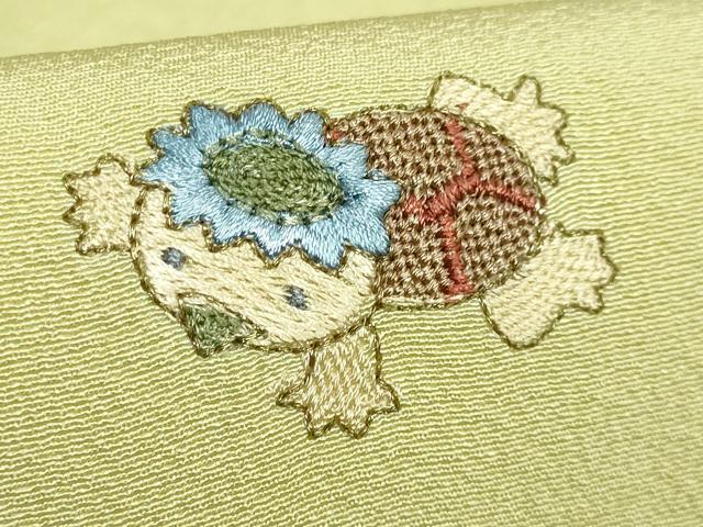 平和屋着物●極上　九寸名古屋帯　総刺繍　招き猫　河童　ダルマ　フクロウ　タヌキ　カエル　縁起物　逸品　DZAB3905kh6_3