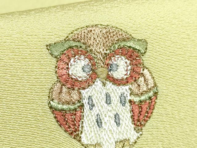 平和屋着物●極上　九寸名古屋帯　総刺繍　招き猫　河童　ダルマ　フクロウ　タヌキ　カエル　縁起物　逸品　DZAB3905kh6_4