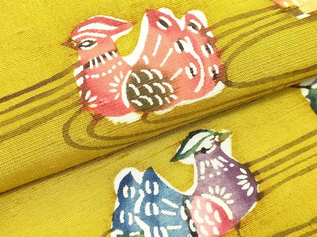 平和屋着物●極上　本場琉球紅型　九寸名古屋帯　紬地　流水鴛鴦花文　逸品　DZAB3906kh6_2