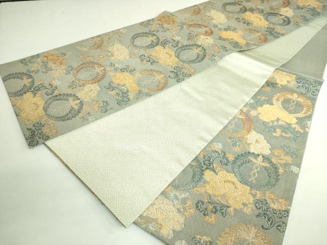 平和屋着物●極上　紋屋井関　御寮織　六通柄袋帯　唐織　花鳥文　逸品　DZAB5703kh6 平和屋着物○極上 紋屋井関 御寮織 六通柄袋帯 花唐草 金銀糸 逸品