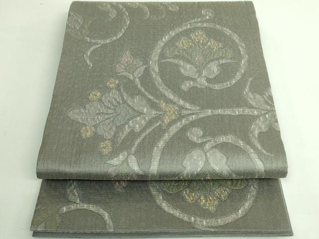 平和屋着物●極上　西陣織　天平初年創始の京の老舗　洛陽織物　両面　全通柄袋帯　更紗花文　金銀糸　逸品　DZAB3949kh6