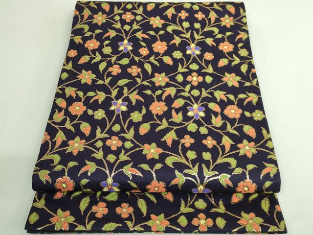 平和屋着物●極上　龍村晋謹製　龍匠錦　六通柄袋帯　唐織　花唐草　金糸　逸品　DZAB3953kh6