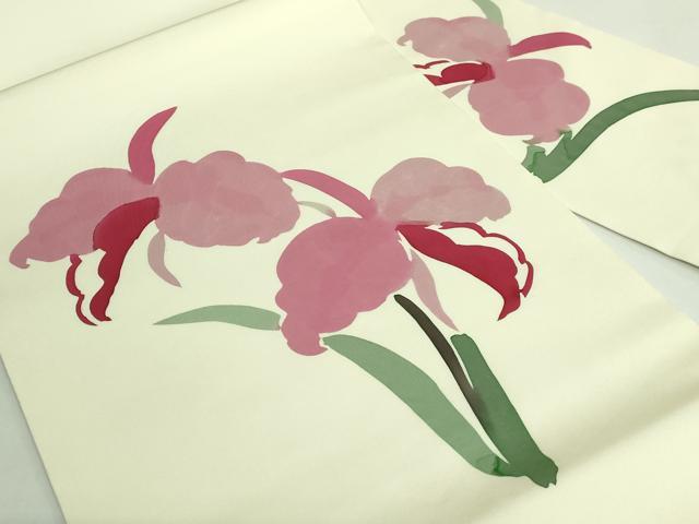 平和屋着物●極上　日展染色作家　高久空木　ろうけつ染　塩瀬　九寸名古屋帯　杜若　逸品　DZAB3957kh6_1