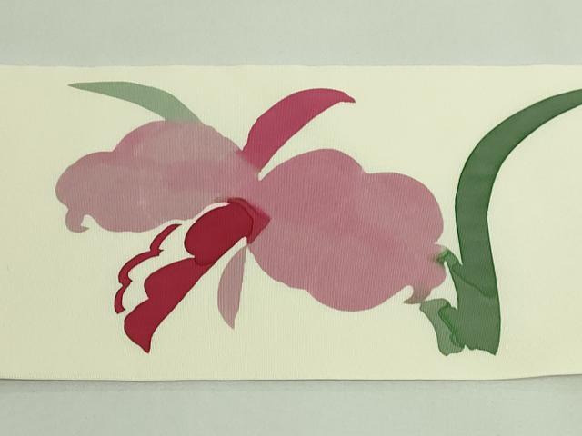 平和屋着物●極上　日展染色作家　高久空木　ろうけつ染　塩瀬　九寸名古屋帯　杜若　逸品　DZAB3957kh6_7