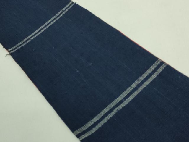 平和屋着物●極上　浦野理一　経節紬　両面　半幅帯　紺色×朱色　逸品　DZAB3983kh6_6