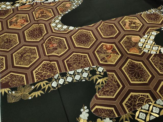 平和屋本店●極上　創業460年・千總　黒留袖　駒刺繍　亀甲宝尽くし鶴花文　金彩　高島屋扱い　逸品　DZAB4005kh6_3