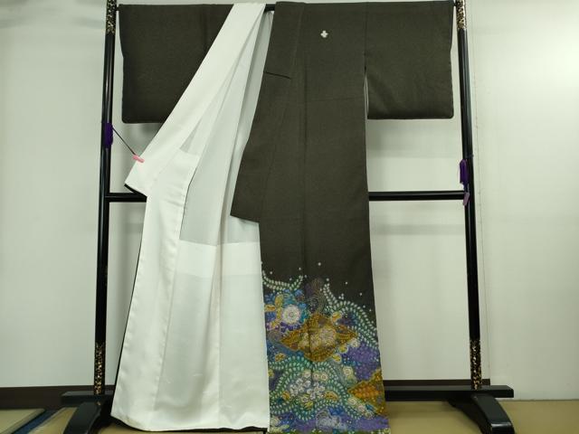 長閑やかさ屋中央局●最御膳上等 初代 久保田一竹 幻の辻が花 色留袖 蝉色地 暈し染め 金通し地 珠玉 DZAB4011kh6