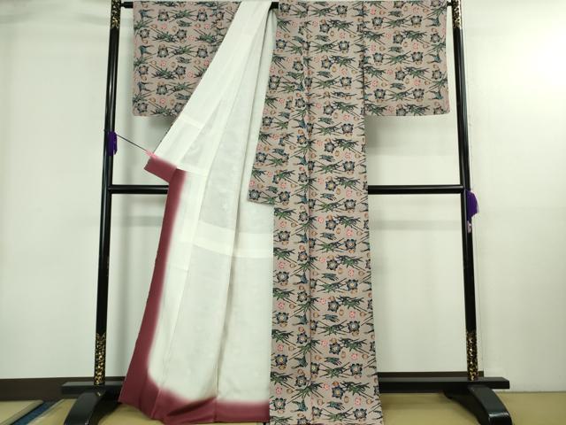 長閑やかさ屋中央局●限りない 万物の霊長国宝 玉那覇有公 発祥地琉球紅型 小紋 舞蝶笹花文 松ぼくり 梅薄墨色地 珠玉 未当てはめる DZAB4021kh6