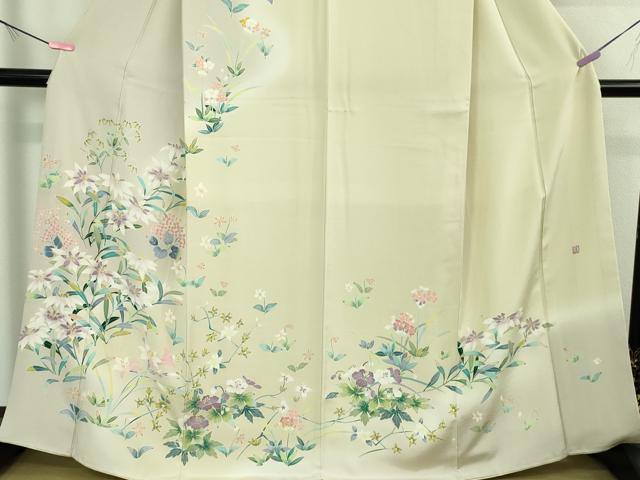 平和屋本店●極上　訪問着　友禅　作家物　草花文　暈し染め　逸品　DZAB4037kh6_3