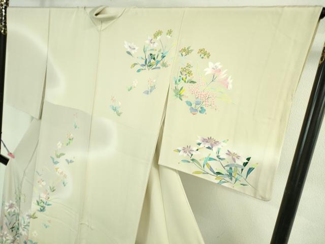 平和屋本店●極上　訪問着　友禅　作家物　草花文　暈し染め　逸品　DZAB4037kh6_2