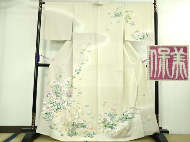 平和屋本店●極上　訪問着　友禅　作家物　草花文　暈し染め　逸品　DZAB4037kh6