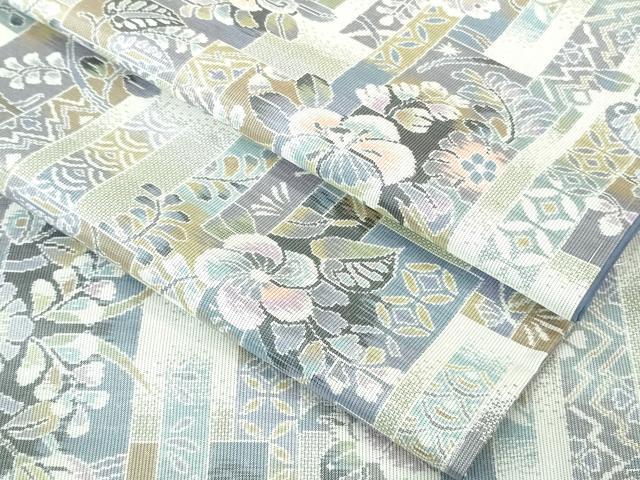 平和屋着物●極上　本場大島紬　白大島　短冊花文　やまと誂製　逸品　未使用　DZAB4072kh6
