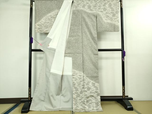平和屋着物●極上　二代目 川村久太郎　本場縞大島紬　訪問着　宮脇兼太郎作　草葉文　ますいわ屋扱い　証紙付き　逸品　DZAB4122kh6_1