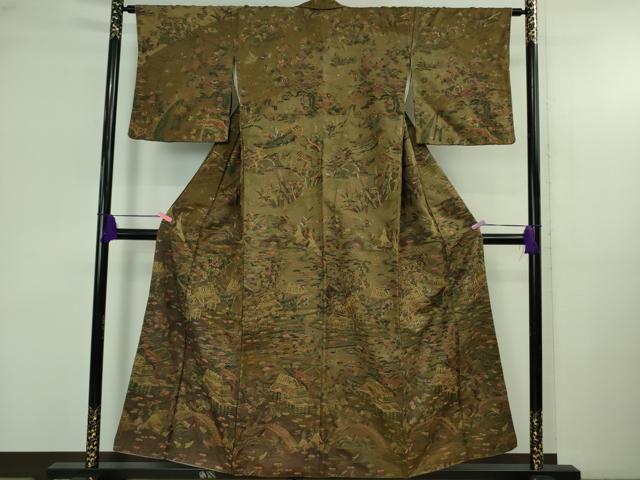 平和屋本店●極上　中国三大刺繍　スワトウ刺繍　汕頭刺繍　相良刺繍　総刺繍　訪問着　渡橋風景　暈し染め　金糸　逸品　DZAB4132kh6