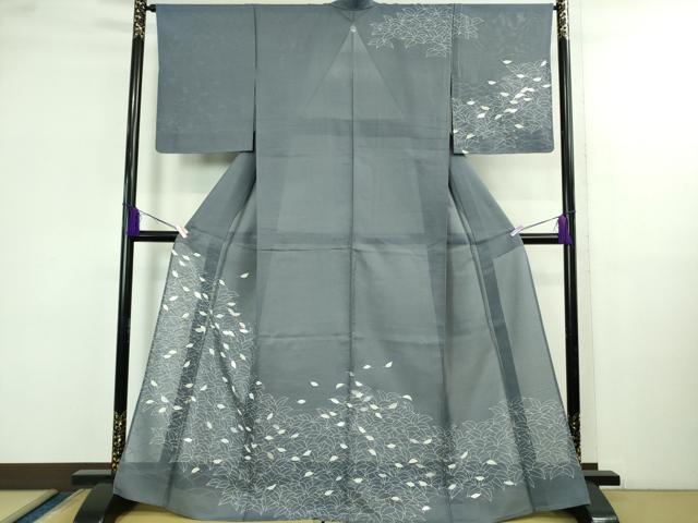 平和屋着物＊極上　夏物　訪問着　紗　葉尽くし　薄花色地　銀彩　逸品　未使用　DZAB4138kh6