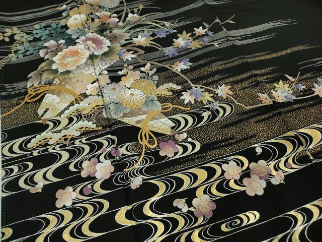 平和屋本店●極上　金彩友禅　卓越技能者・名工・和田光正　黒留袖　花束文　金銀彩　逸品　DZAB4144kh6_3