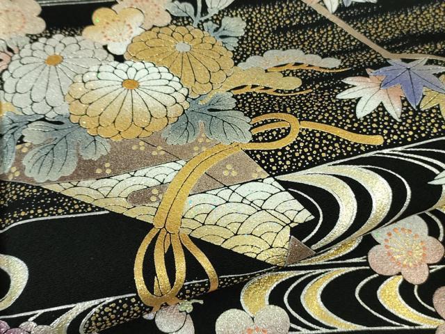 平和屋本店●極上　金彩友禅　卓越技能者・名工・和田光正　黒留袖　花束文　金銀彩　逸品　DZAB4144kh6_4