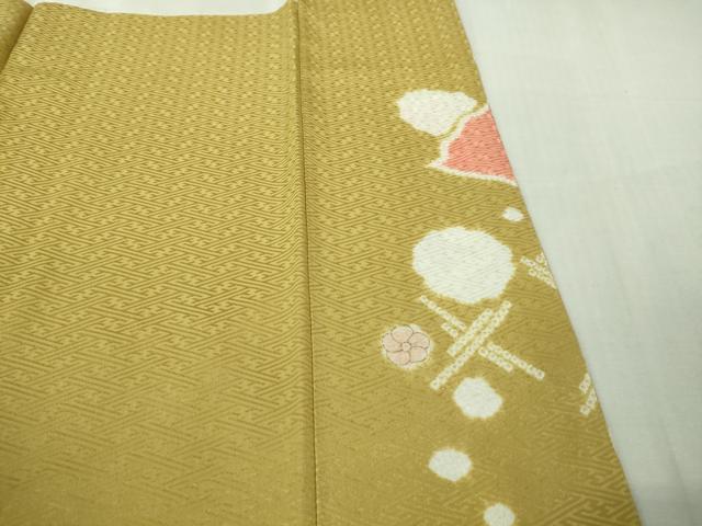 平和屋本店●極上　創業460年・千總　訪問着　駒刺繍　地紙花文　芥子色地　金彩　小田急百貨店扱い　逸品　DZAB4159kh6_9