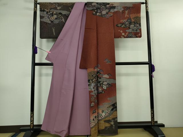 平和屋着物●極上　中国三大刺繍　スワトウ刺繍　汕頭刺繍　訪問着　草花文　暈し染め　金糸　金通し地　逸品　DZAB4165kh6_1