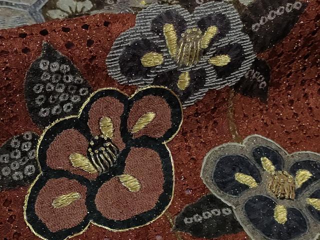 平和屋着物●極上　中国三大刺繍　スワトウ刺繍　汕頭刺繍　訪問着　草花文　暈し染め　金糸　金通し地　逸品　DZAB4165kh6_7