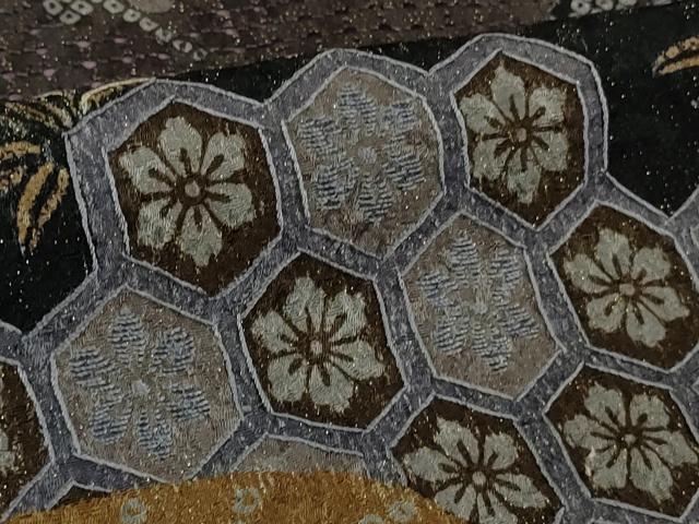 平和屋着物●極上　中国三大刺繍　スワトウ刺繍　汕頭刺繍　訪問着　草花文　暈し染め　金糸　金通し地　逸品　DZAB4165kh6_8