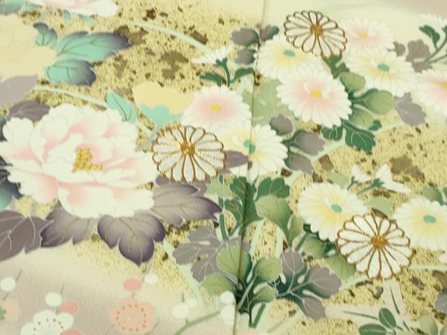 平和屋本店●極上　訪問着　刺繍　四季花文　鳥の子色地　暈し染め　金彩　ロング丈　逸品　DZAB4167kh6_5