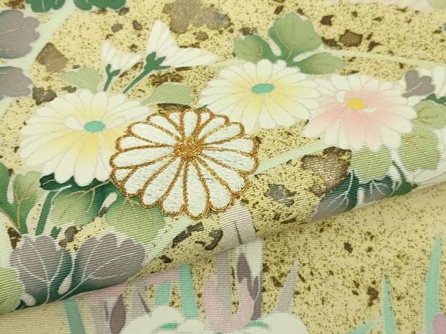 平和屋本店●極上　訪問着　刺繍　四季花文　鳥の子色地　暈し染め　金彩　ロング丈　逸品　DZAB4167kh6_6