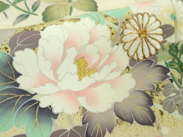 平和屋本店●極上　訪問着　刺繍　四季花文　鳥の子色地　暈し染め　金彩　ロング丈　逸品　DZAB4167kh6_7