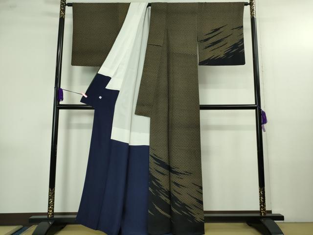 平和屋着物●極上　藍造り国選定無形文化財　藍師・佐藤昭人　訪問着　型染　青海波　霞文　認定証付き　逸品　DZAB4169kh6_1