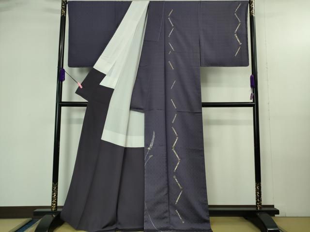 平和屋本店●極上　山口美術織物 皇室 伊勢神宮御用 西陣織 訪問着 お召地 総刺繍　錦繍　筆　草花　深紫色地　逸品　未使用　DZAB4180kh6_1