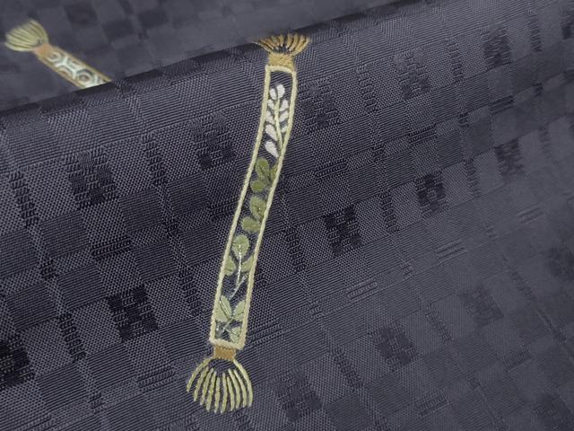 平和屋本店●極上　山口美術織物 皇室 伊勢神宮御用 西陣織 訪問着 お召地 総刺繍　錦繍　筆　草花　深紫色地　逸品　未使用　DZAB4180kh6_7