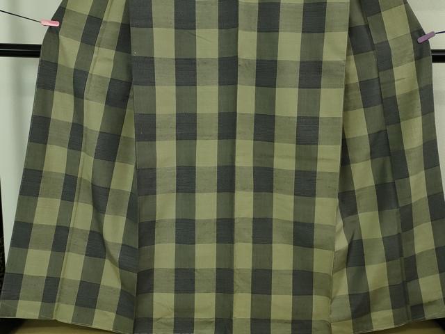 平和屋着物●極上　結城紬　80亀甲　おく玉　手織　格子　証紙付き　逸品　DZAB4187kh6_4