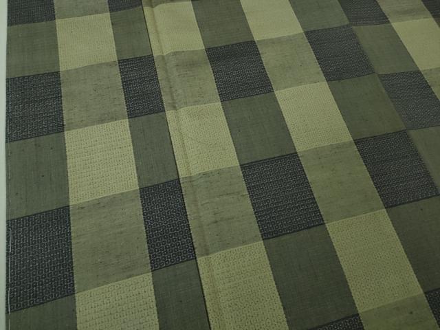 平和屋着物●極上　結城紬　80亀甲　おく玉　手織　格子　証紙付き　逸品　DZAB4187kh6_5