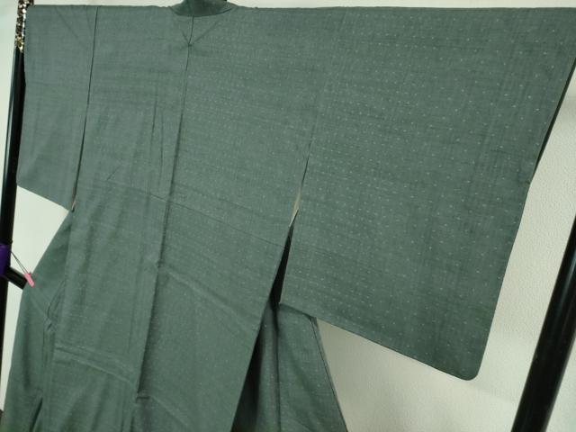 平和屋本店●極上　本場結城紬　重要無形文化財　色無地　錆御納戸色　証紙付き　逸品　DZAB4189kh6_3