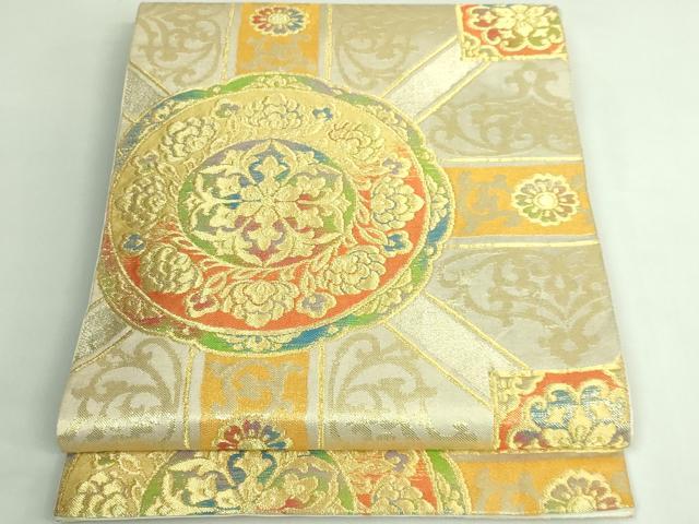 平和屋着物●極上　西陣　川島織物　六通柄　本袋帯　正倉院花文　金糸　逸品　DZAB4238kh6 平和屋着物○極上 西陣 川島織物 六通柄 本袋帯 正倉院花文 金糸 逸品