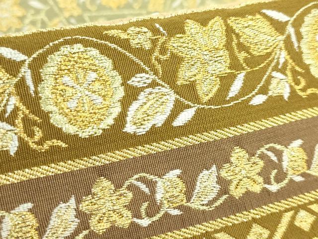 平和屋着物●極上　西陣　河村織物　河村つづれ　六通柄袋帯　花唐草　金糸　逸品　DZAB4290kh6 平和屋着物○極上 西陣 河村織物 河村つづれ 六通柄袋帯 花唐草 金糸