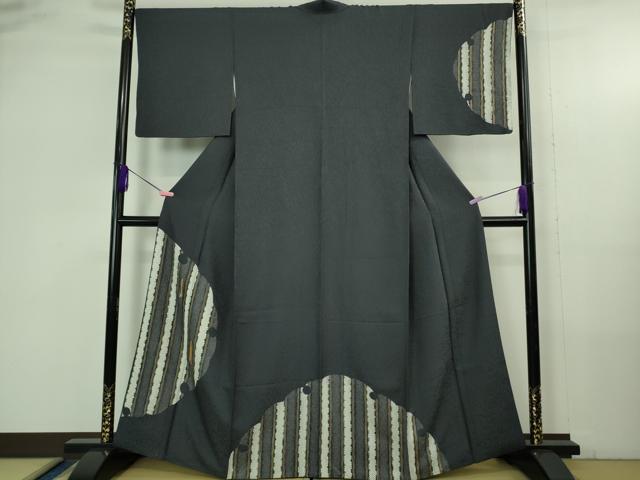 平和屋着物●極上　訪問着　駒刺繍　鹿の子　雪輪文　青褐色地　金彩　逸品　DZAB4328kh6