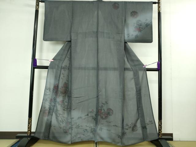 平和屋着物●極上　訪問着　無双　紗袷　紗×絽　雪輪枝花文　暈し染め　逸品　DZAB4350kh6