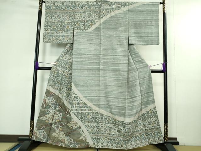 平和屋本店●極上　中国三大刺繍　スワトウ刺繍　汕頭刺繍　相良刺繍　訪問着　切嵌花唐草文　金糸　逸品　DZAB4357kh6 平和屋本店○極上 中国三大刺繍 スワトウ刺繍 汕頭刺繍 訪問着 鴛鴦花