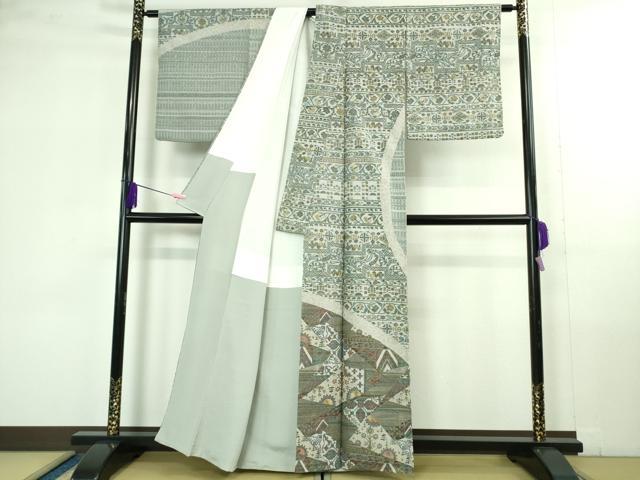 平和屋本店●極上　中国三大刺繍　スワトウ刺繍　汕頭刺繍　相良刺繍　訪問着　切嵌花唐草文　金糸　逸品　DZAB4357kh6_1