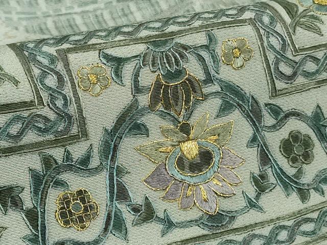平和屋本店●極上　中国三大刺繍　スワトウ刺繍　汕頭刺繍　相良刺繍　訪問着　切嵌花唐草文　金糸　逸品　DZAB4357kh6_6