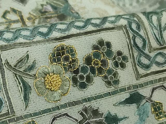 平和屋本店●極上　中国三大刺繍　スワトウ刺繍　汕頭刺繍　相良刺繍　訪問着　切嵌花唐草文　金糸　逸品　DZAB4357kh6_7