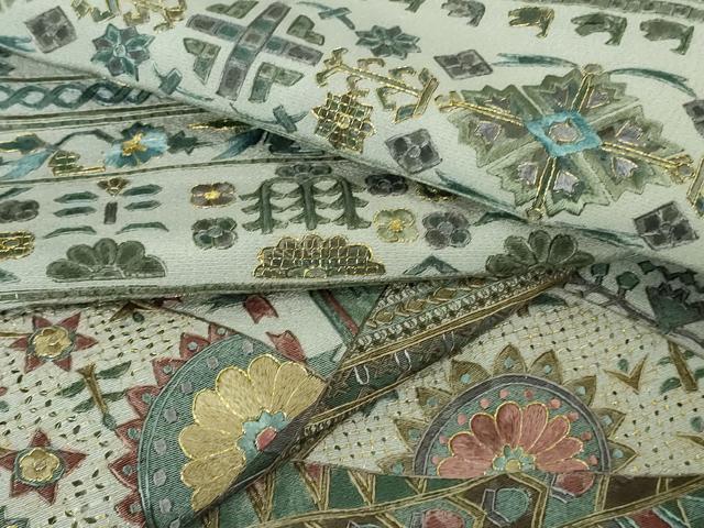 平和屋本店●極上　中国三大刺繍　スワトウ刺繍　汕頭刺繍　相良刺繍　訪問着　切嵌花唐草文　金糸　逸品　DZAB4357kh6_8