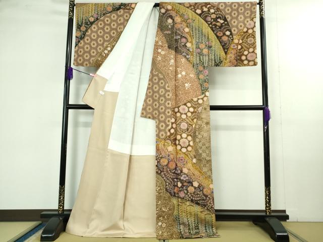 平和屋本店●極上　訪問着　辻が花　暈し染め　金彩　金通し地　ロング丈　逸品　DZAB4364kh6_1