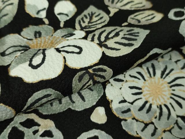 平和屋着物●極上　小紋　草花文　黒地　金彩　伊勢丹扱い　逸品　未使用　DZAB4367kh6_5