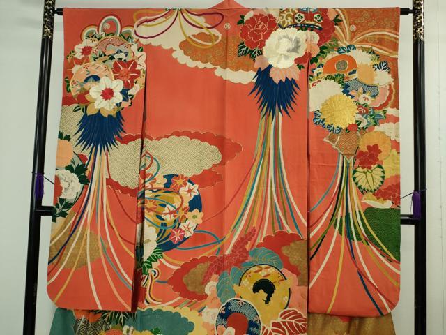 平和屋本店●極上　アンティーク　大正ロマン　振袖　駒刺繍　薬玉花文　金銀糸　逸品　DZAB4371kh6_2