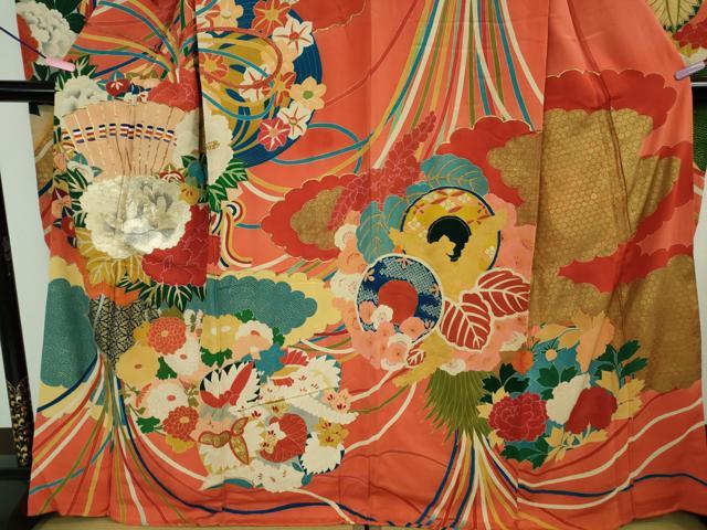 平和屋本店●極上　アンティーク　大正ロマン　振袖　駒刺繍　薬玉花文　金銀糸　逸品　DZAB4371kh6_3