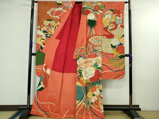平和屋本店●極上　アンティーク　大正ロマン　振袖　駒刺繍　薬玉花文　金銀糸　逸品　DZAB4371kh6_1